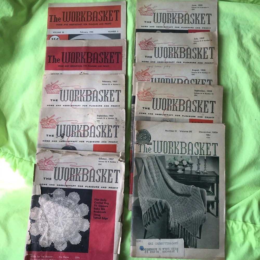 Vintage Craft‎ Magazines, The Workbasket Lot of 10 from 1950's